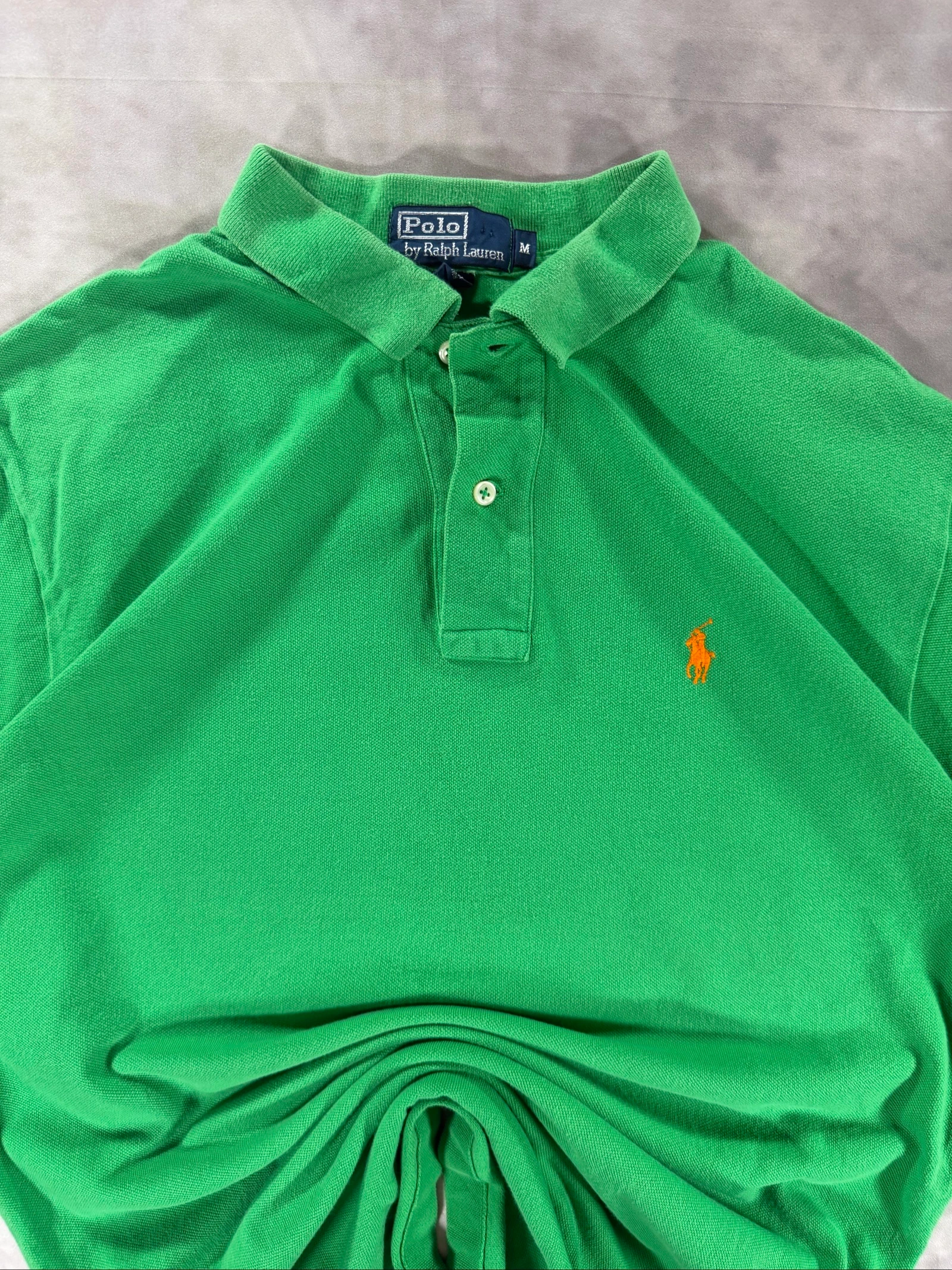 Polo Ralph Lauren Green Polo Shirt Orange Pony SVintage Cotton Classic Preppy – photo 8
